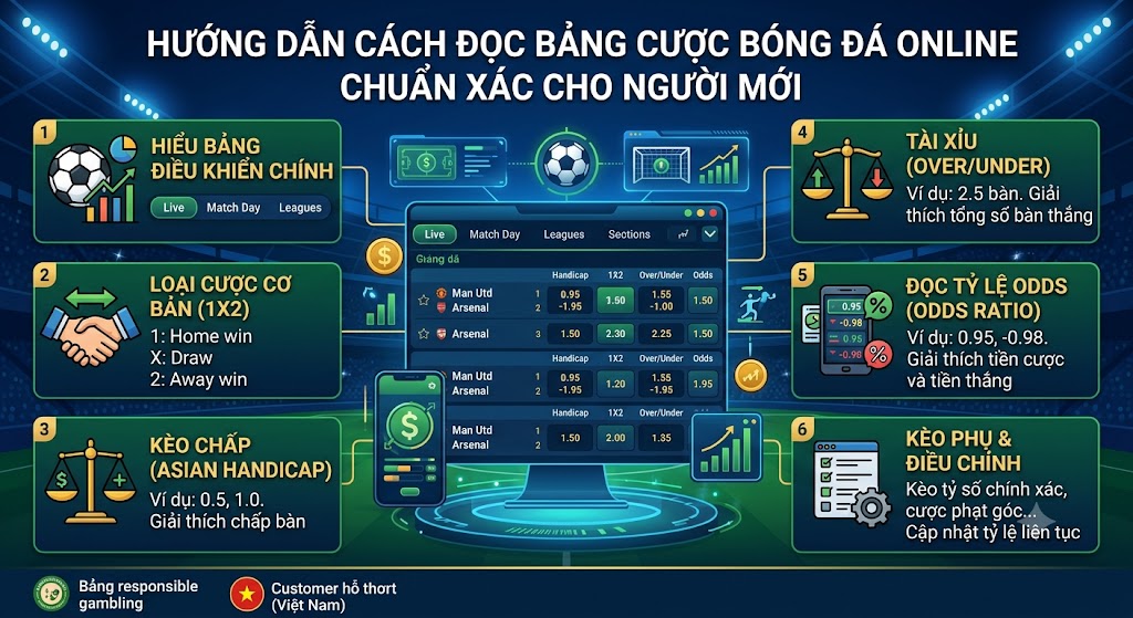 Cách đọc bảng cược cá độ bóng đá online chuẩn xác