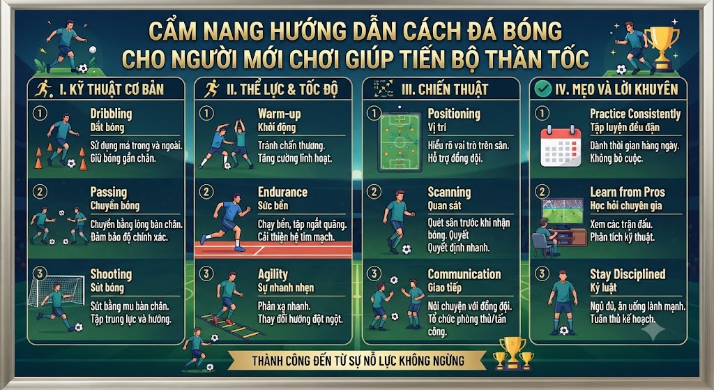 hướng dẫn cách đá bóng cho người mới chơi
